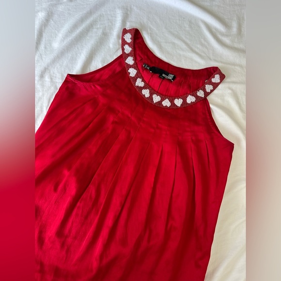 Moschino beaded heart Embellished Top with bib collar satin fabric with size 4 - Picture 4 of 6